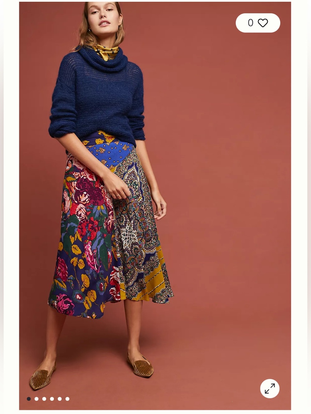 Moulinette Soeurs Gwen Printed-Asymmetric Midi Skirt | Size 4